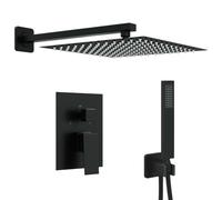 vidaXL Système de douche caché (carré) noir en acier inoxydable 201, mise à niveau de salle de bain, système de douche robuste avec douche à effet pluie, accessoire moderne pour salle de bain