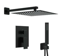 vidaXL Système de douche dissimulé (carré) Noir Acier Inoxydable 201