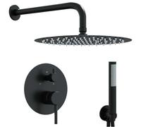 vidaXL Système de Douche Encastré (Rond) Noir Acier Inoxydable 201