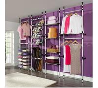 vidaXL Système de garde-robe télescopique barres et étagère Aluminium