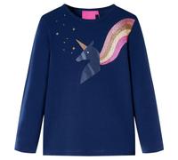 vidaXL T-shirt enfants manches longues tout-petits motif licorne bleu marine 104