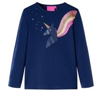vidaXL T-Shirt Enfants à Manches Longues Tout-Petits Design Licorne Bleu Marine 140