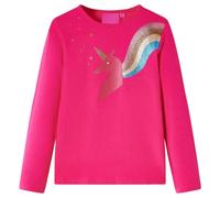 vidaXL T-Shirt Enfants à Manches Longues Tout-Petits Design Licorne Rose Vif 128