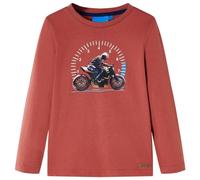 vidaXL T-Shirt Enfants à Manches Longues Tout-Petits Imprimé Motocyclette Henné 116