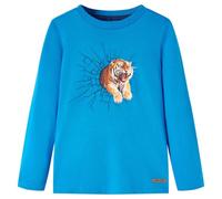 vidaXL T-Shirt Enfants à Manches Longues Tout-Petits Imprimé Tigre Bleu Cobalt 92