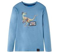 vidaXL T-Shirt Enfants à Manches Longues Vêtement Imprimé Dinosaure Bleu Moyen 116
