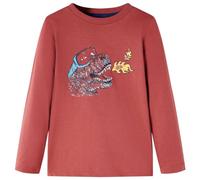 vidaXL T-Shirt Enfants à Manches Longues Vêtement Imprimé Dinosaure Rouge Brûlé 104