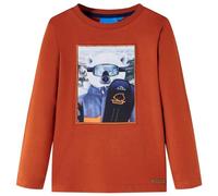 vidaXL T-Shirt Enfants à Manches Longues Vêtement Imprimé Ours Rouille Claire 116