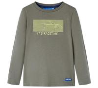 vidaXL T-Shirt Enfants à Manches Longues, Vêtement pour Garçons et Filles, T-Shirt pour Tout-Petits 5-6 Ans, Imprimé Voiture de Course Kaki 116