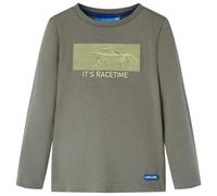 vidaXL T-Shirt Enfants à Manches Longues, Vêtement pour Garçons et Filles, T-Shirt pour Tout-Petits 5-6 Ans, Imprimé Voiture de Course Kaki 116