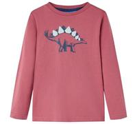 vidaXL T-Shirt Enfants à Manches Longues, Vêtement pour Garçons et Filles, T-Shirt pour Tout-Petits 5-6 Ans, Imprimé Dinosaure Rouge Foncé 116