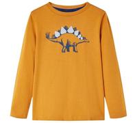 vidaXL T-Shirt Enfants à Manches Longues, Vêtement pour Garçons et Filles, T-Shirt pour Tout-Petits 5-6 Ans, Imprimé Dinosaure Ocre Foncé 116