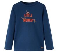vidaXL T-Shirt Enfants à Manches Longues, Vêtement pour Garçons et Filles, T-Shirt pour Tout-Petits 7-8 Ans, Imprimé Petit Singe Bleu Marine 128