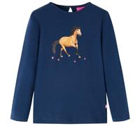 vidaXL T-Shirt Enfants à Manches Longues, Vêtement pour Garçons et Filles, T-Shirt pour Tout-Petits 7-8 Ans, Imprimé Cheval Bleu Marine 128