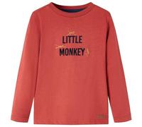 vidaXL T-Shirt Enfants à Manches Longues, Vêtement pour Garçons et Filles, T-Shirt pour Tout-Petits 9-10 Ans, Imprimé Petit Singe Rouge Brûlé 140