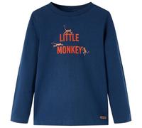 vidaXL T-Shirt Enfants à Manches Longues, Vêtement pour Garçons et Filles, T-Shirt pour Tout-Petits 9-10 Ans, Imprimé Petit Singe Bleu Marine 140