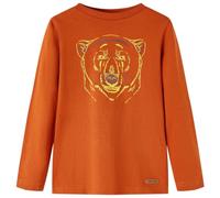 vidaXL T-Shirt Enfants à Manches Longues, Vêtement pour Garçons et Filles, T-Shirt pour Tout-Petits 9-10 Ans, Imprimé Ours Rouille Claire 140
