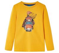 vidaXL T-Shirt Enfants à Manches Longues Vêtement Tout-Petits Imprimé Ours Ocre 140