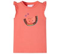 vidaXL T-Shirt Enfants et Manches à Volants Vêtement Pastèque à Paillettes Corail 140