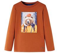 vidaXL T-Shirt Enfants Manches Longues Garçons Filles Imprimé Ours Orange Brûlé 128
