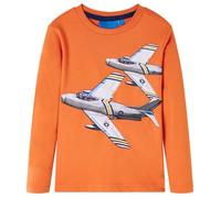 vidaXL T-Shirt Enfants Manches Longues Tout-Petits Imprimé Avion Orange Foncé 116