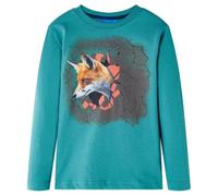 vidaXL T-Shirt pour Enfants à Manches Longues Vêtement Imprimé Renard Aqua Foncé 104