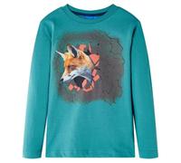 vidaXL T-Shirt pour Enfants à Manches Longues Vêtement Imprimé Renard Aqua Foncé 116