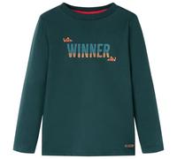 vidaXL T-Shirt pour Enfants à Manches Longues, Vêtement pour Garçons et Filles, T-Shirt pour Tout-Petits 7-8 Ans, Imprimé Winner Vert Foncé 128