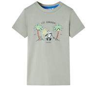 vidaXL T-shirt pour enfants Encolure arrondie Imprimé singe Kaki clair 140