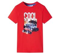 vidaXL T-Shirt pour Enfants Tout-Petits Manches Courtes Imprimé Voitures Rouge 116