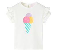 vidaXL T-Shirt pour Enfants Vêtement Manches à Volants Col Rond Tout-Petits Écru 104
