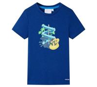 vidaXL T-Shirt pour Enfants Vêtement Manches Courtes Col Rond Tout-Petit Bleu Foncé 104