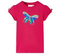 vidaXL T-Shirt pour Enfants Vêtement Manches Courtes Imprimé Papillon Rose Vif 116
