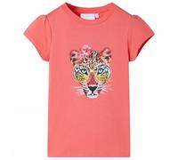 vidaXL T-Shirt pour Enfants Vêtement Tout-Petits Imprimé Tête de Léopard Corail 140