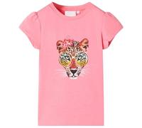 vidaXL T-Shirt pour Enfants Vêtement Tout-Petits Imprimé Tête de Léopard Rose Néon 140