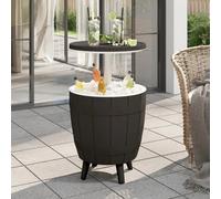 vidaXL Table 3 en 1 avec seau à glace Noir Polypropylène