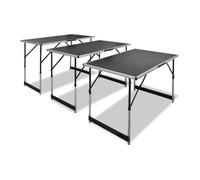 vidaXL Table à coller 3 pcs pliable hauteur réglable Noir