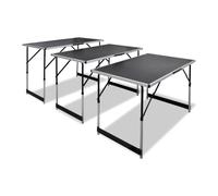 Vidaxl Table À Coller 3 Pcs Pliable Hauteur Réglable Noir
