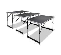 vidaXL Table à coller 3 pcs pliable Hauteur réglable Noir
