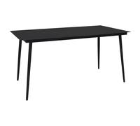 Vidaxl Table À Dîner De Jardin Noir 150x80x74 Cm Acier Et Verre Noir
