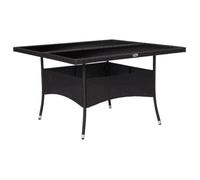 vidaXL Table à dîner d'extérieur Noir Résine tressée et verre
