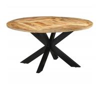 vidaXL Table à Dîner, Table à Manger avec Cadre en Métal, Meuble de Cuisine Repas Restaurant Intérieur, Moderne, Bois de Manguier Massif Brut
