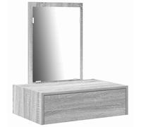 vidaXL Table à Habiller Minimaliste en Gris Sonoma avec Miroir Station de Maquillage Grand Rangement Design Élégant pour Chambre Taille Compacte Parfaite pour Usage Adulte