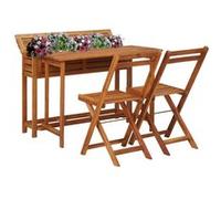 Table à Jardinière avec 2 Chaises de Bistro Jardin Terasse Patio Ensemble de Balcon Table à Jardinière Extérieur Marron Bois d'Acacia Massif