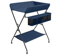 vidaXL Table à Langer Plateau à Langer Pliable Meuble à Langer pour Bébés Changement des Couches Chambre Maison Intérieur Bleu Marine Fer
