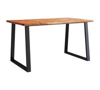 vidaXL Table à Manger 140x80x75 cm Bois d'acacia Solide à Bord Vif, Table, Table de Cuisine, Table à Manger Live Edge, Table de Salle à Manger