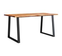 vidaXL Table à Manger 160x80x75 cm Bois d'acacia Solide à Bord Vif, Table, Table de Cuisine, Table à Manger Live Edge, Table de Salle à Manger