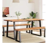 vidaXL Table à manger 160x80x75 cm bois d'acacia solide à bord vif, table, table de cuisine, table à manger live edge, table de salle à manger bois