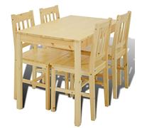 vidaXL Table de salle à manger en bois avec 4 chaises Naturel 241220