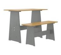 vidaXL Table à manger avec banc – Bois de pin solide – Marron miel et gris